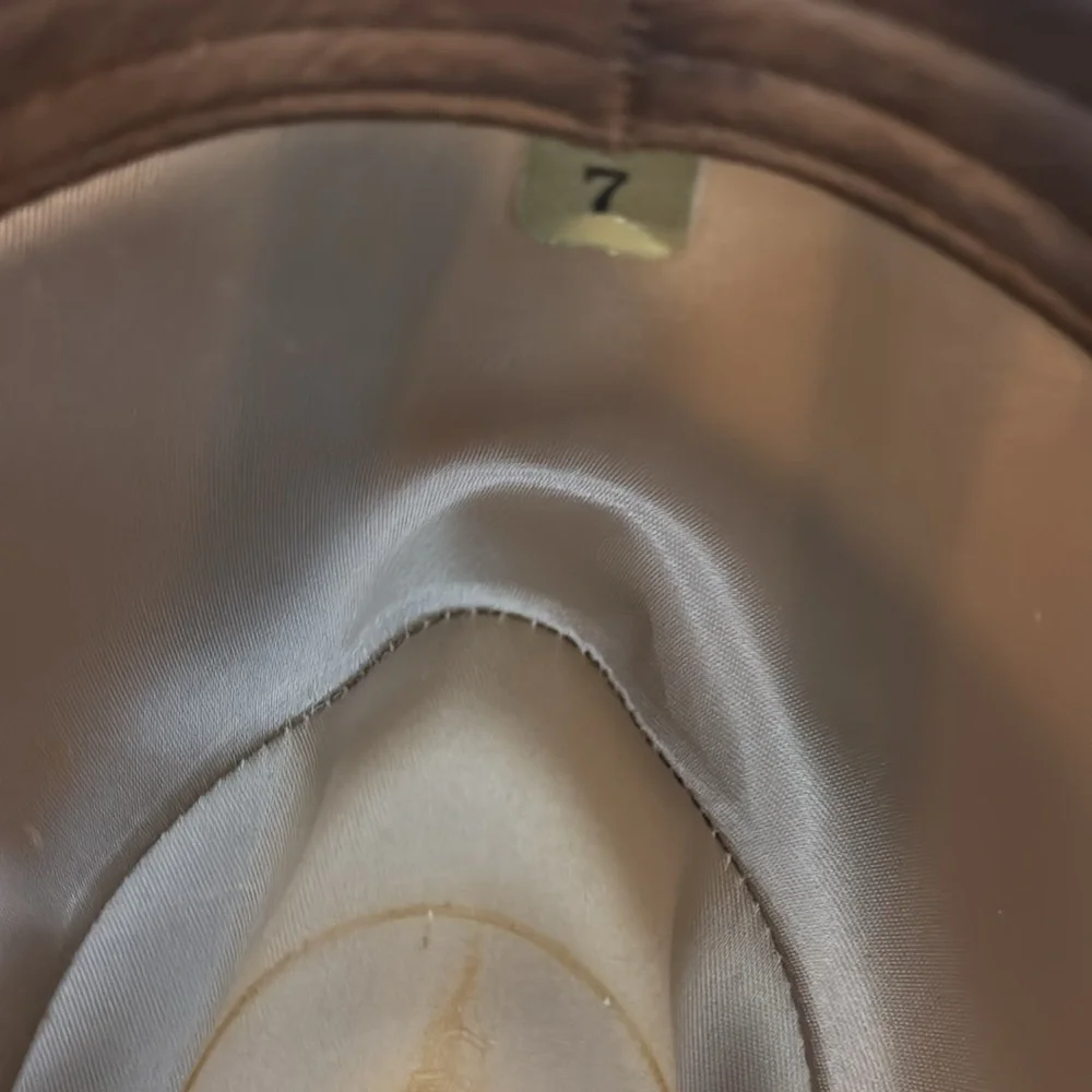 Vintage Tan Corduroy London Fog Feathered Fedora Size 7